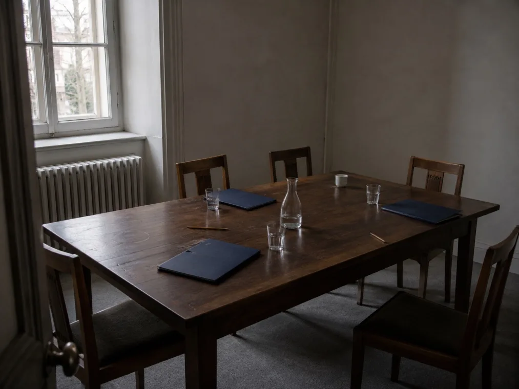 Meeting room prepared for an investment discussion.